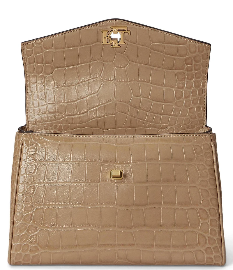 Lauren Ralph Lauren Croc-Embossed Farrah Soft Satchel Bag