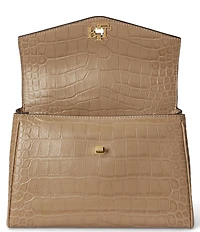Lauren Ralph Lauren Croc-Embossed Farrah Soft Satchel Bag