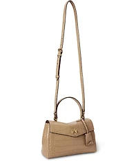 Lauren Ralph Lauren Croc-Embossed Farrah Soft Satchel Bag