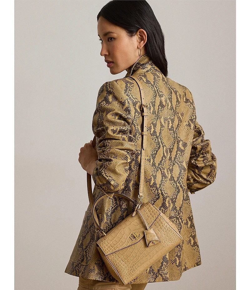 Lauren Ralph Lauren Croc-Embossed Farrah Soft Satchel Bag