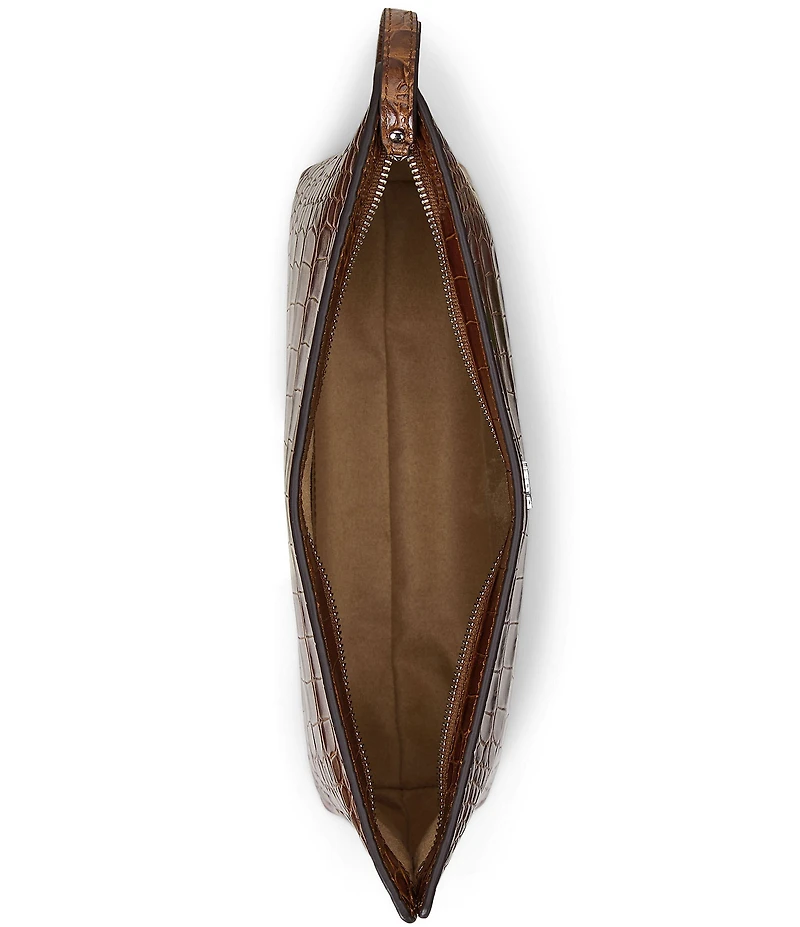 Lauren Ralph Lauren Crocodile Embossed Leather Large Wristlet Pouch