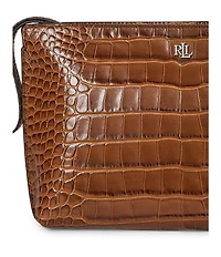 Lauren Ralph Lauren Crocodile Embossed Leather Large Wristlet Pouch