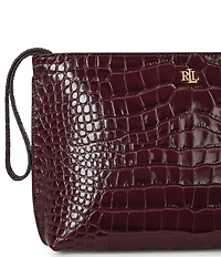 Lauren Ralph Lauren Crocodile Embossed Leather Large Wristlet Pouch