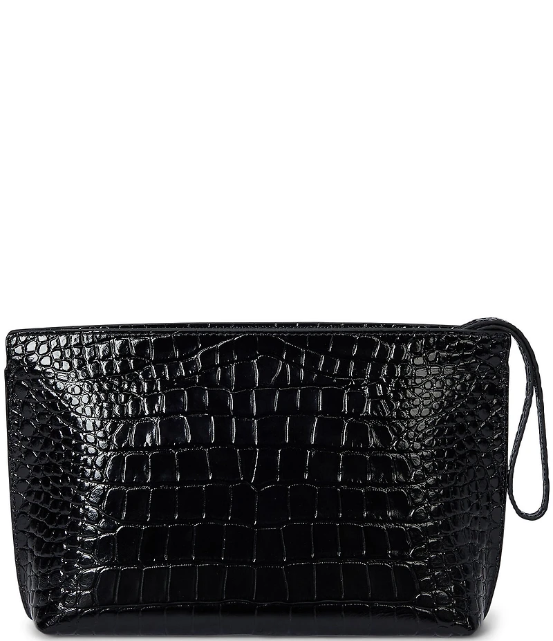 Lauren Ralph Lauren Crocodile Embossed Leather Large Wristlet Pouch
