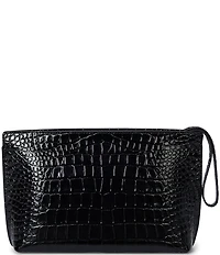 Lauren Ralph Lauren Crocodile Embossed Leather Large Wristlet Pouch
