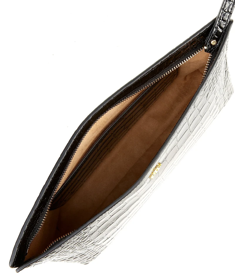 Lauren Ralph Lauren Crocodile Embossed Leather Large Wristlet Pouch