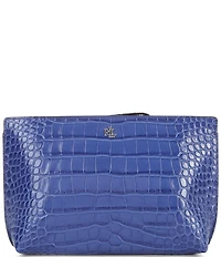 Lauren Ralph Lauren Crocodile Embossed Leather Large Wristlet Pouch