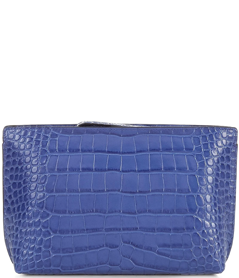Lauren Ralph Lauren Crocodile Embossed Leather Large Wristlet Pouch