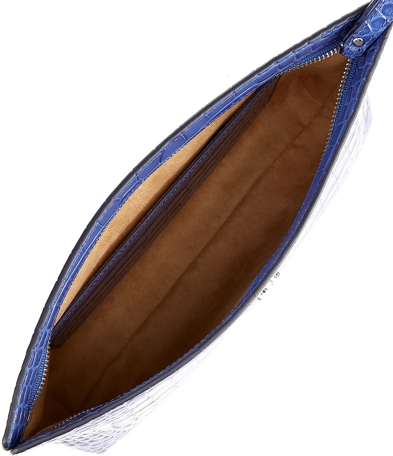 Lauren Ralph Lauren Crocodile Embossed Leather Large Wristlet Pouch