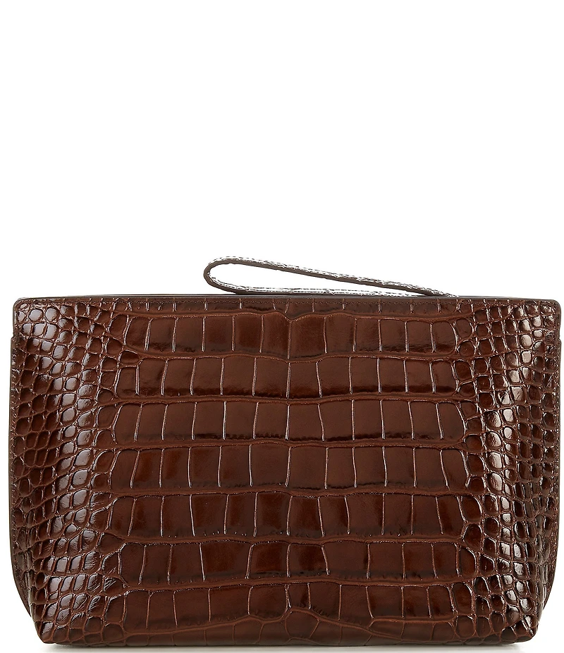 Lauren Ralph Lauren Crocodile Embossed Leather Large Wristlet Pouch