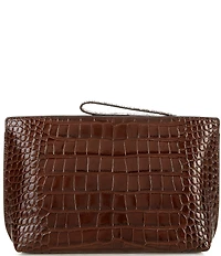 Lauren Ralph Lauren Crocodile Embossed Leather Large Wristlet Pouch