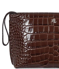 Lauren Ralph Lauren Crocodile Embossed Leather Large Wristlet Pouch