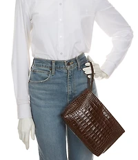 Lauren Ralph Lauren Crocodile Embossed Leather Large Wristlet Pouch
