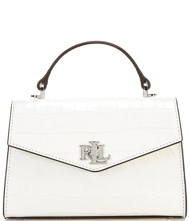 Lauren Ralph Lauren Farrah Crocodile Embossed Small Satchel Bag