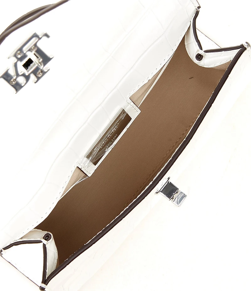 Lauren Ralph Lauren Farrah Crocodile Embossed Small Satchel Bag