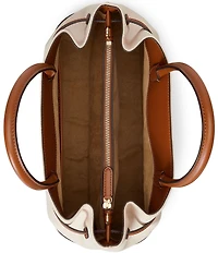 Lauren Ralph Lauren Blaike Large Cross-Dyed Canvas Top Handle Belted Satchel Bag