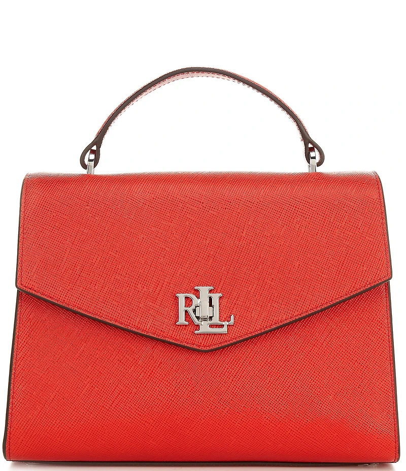 Lauren Ralph Lauren Farrah Large Crosshatch Leather Satchel Bag