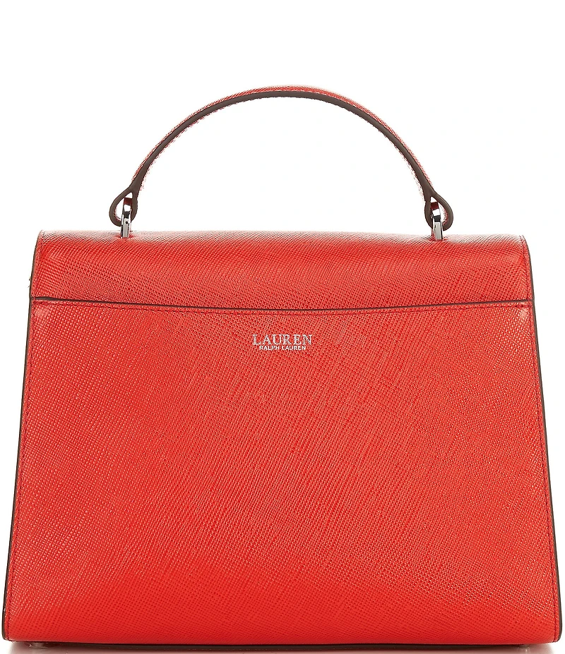 Lauren Ralph Lauren Farrah Large Crosshatch Leather Satchel Bag