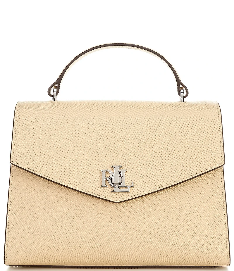 Lauren Ralph Lauren Farrah Large Crosshatch Leather Satchel Bag