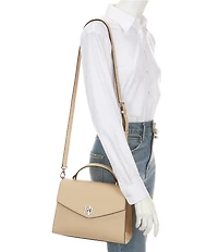 Lauren Ralph Lauren Farrah Large Crosshatch Leather Satchel Bag