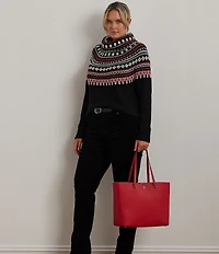 Lauren Ralph Lauren Crosshatch Leather Large Karly Tote Bag