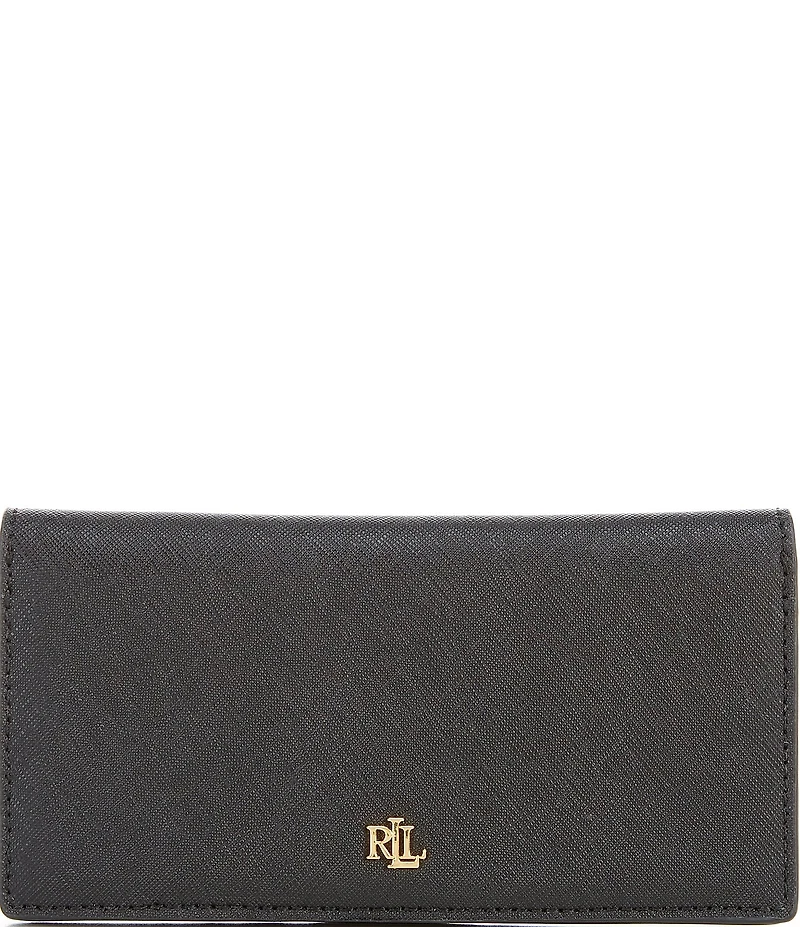 Lauren Ralph Lauren Crosshatch Leather Slim Snap Wallet