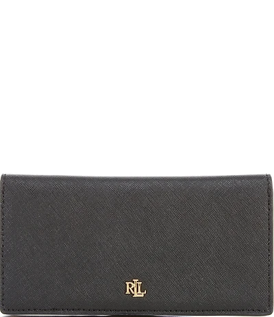 Lauren Ralph Lauren Crosshatch Leather Slim Snap Wallet