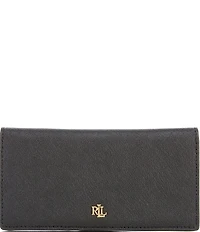 Lauren Ralph Lauren Crosshatch Leather Slim Snap Wallet