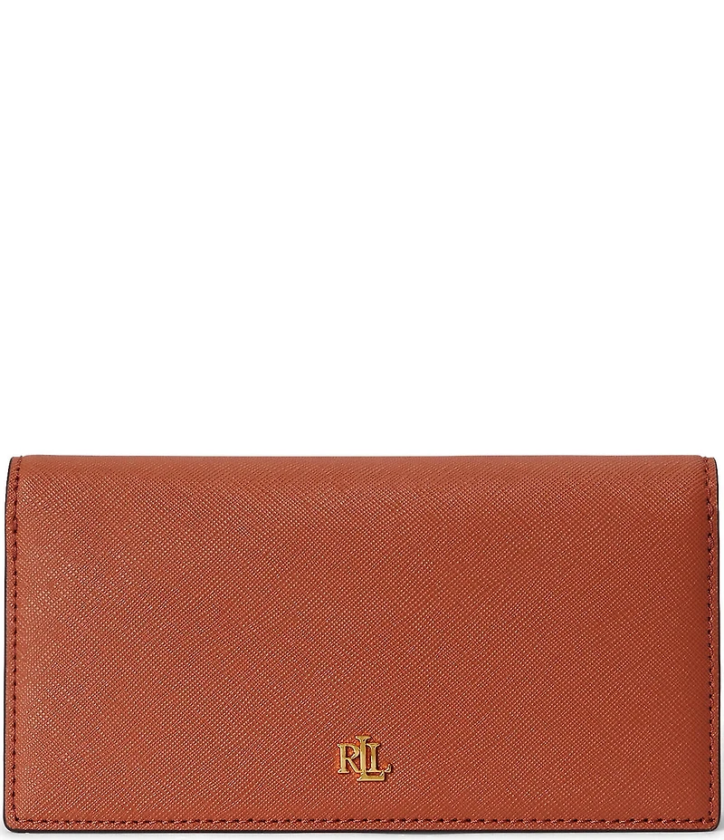Lauren Ralph Lauren Crosshatch Leather Slim Snap Wallet