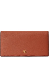 Lauren Ralph Lauren Crosshatch Leather Slim Snap Wallet