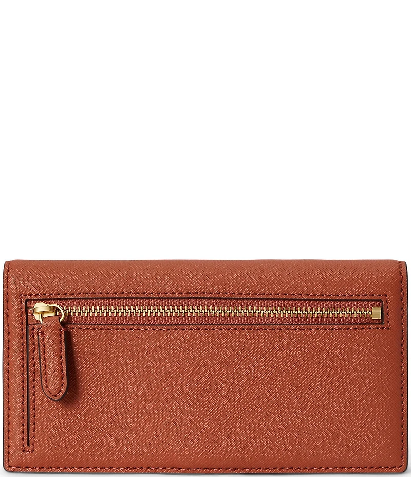 Lauren Ralph Lauren Crosshatch Leather Slim Snap Wallet