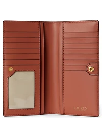 Lauren Ralph Lauren Crosshatch Leather Slim Snap Wallet