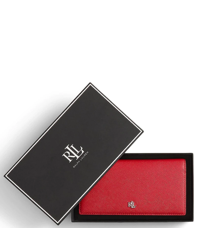 Lauren Ralph Lauren Crosshatch Leather Slim Snap Wallet
