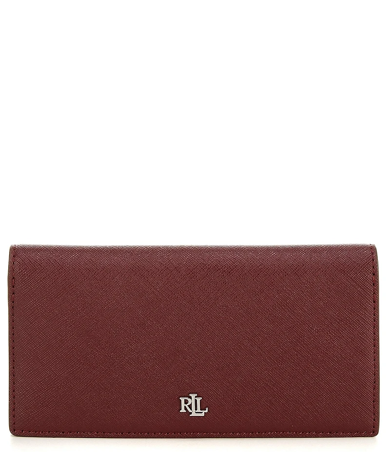 Lauren Ralph Lauren Crosshatch Leather Slim Snap Wallet