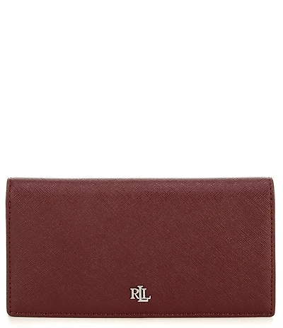 Lauren Ralph Lauren Crosshatch Leather Slim Snap Wallet