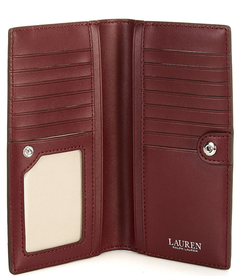 Lauren Ralph Lauren Crosshatch Leather Slim Snap Wallet