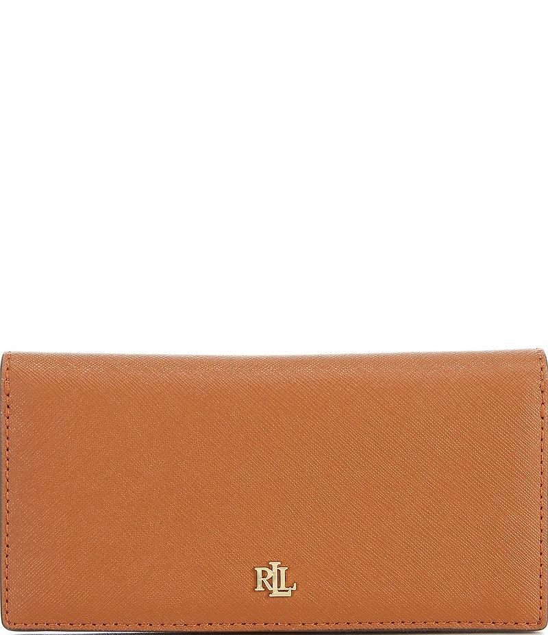 Lauren Ralph Lauren Crosshatch Leather Slim Snap Wallet
