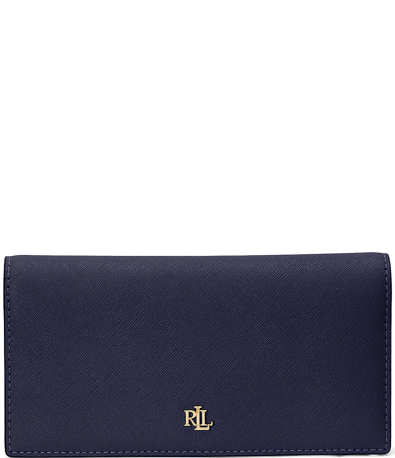 Lauren Ralph Lauren Crosshatch Leather Slim Snap Wallet