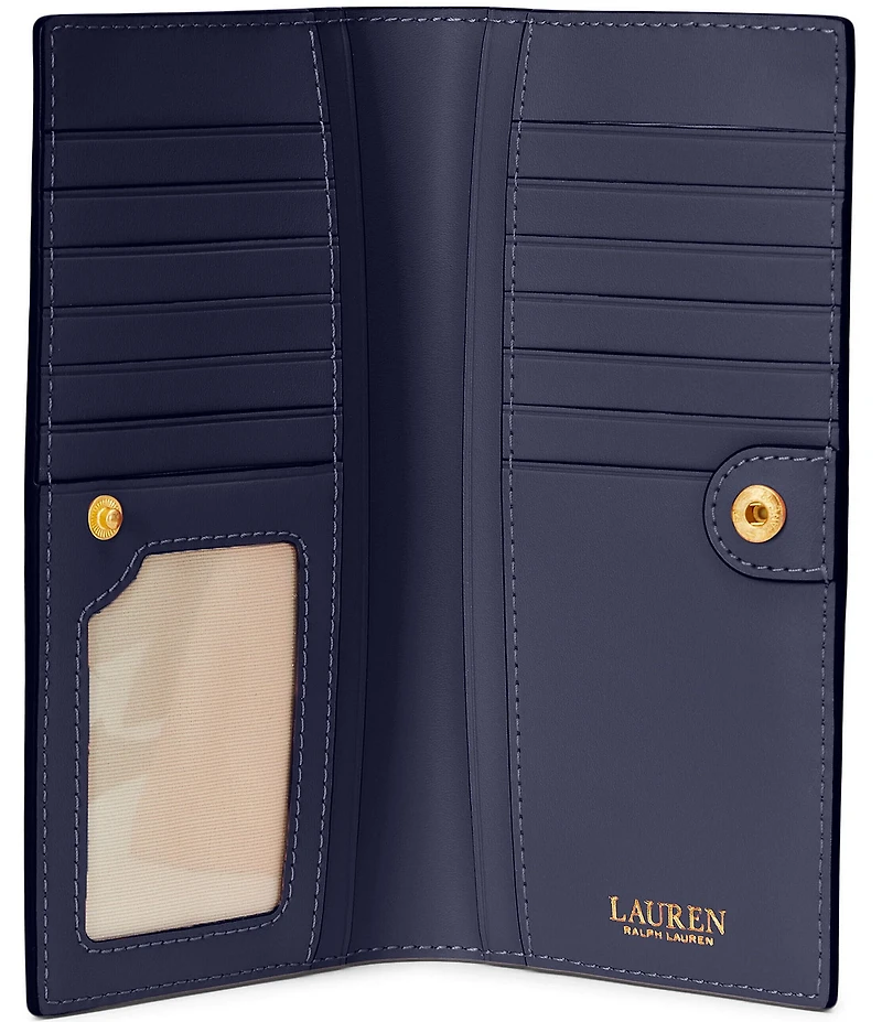 Lauren Ralph Lauren Crosshatch Leather Slim Snap Wallet
