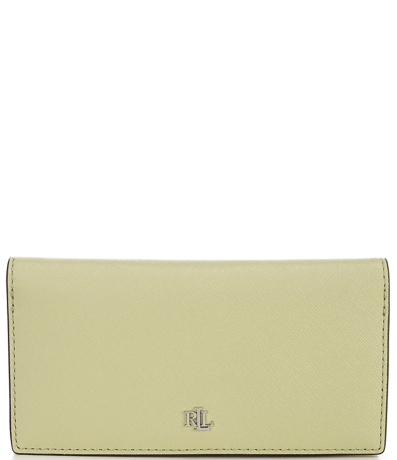 Lauren Ralph Lauren Crosshatch Leather Slim Snap Wallet