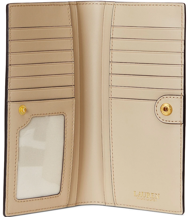 Lauren Ralph Lauren Crosshatch Leather Slim Snap Wallet