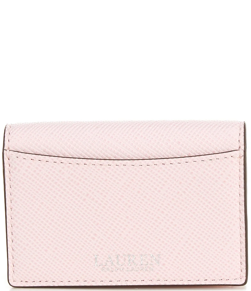 Lauren Ralph Lauren Crosshatch Leather Small Flap Card Case
