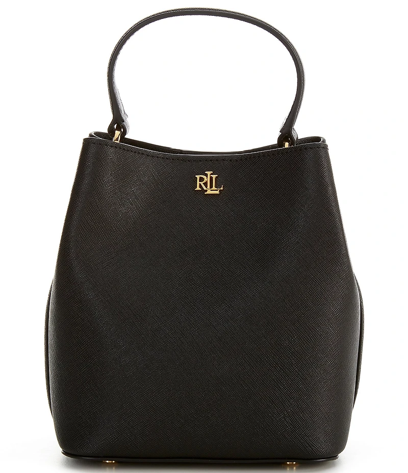Lauren Ralph Lauren Reese Crosshatch Leather Small Bucket Bag