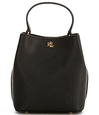 Lauren Ralph Lauren Reese Crosshatch Leather Small Bucket Bag