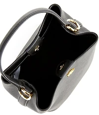 Lauren Ralph Lauren Reese Crosshatch Leather Small Bucket Bag