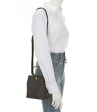 Lauren Ralph Lauren Reese Crosshatch Leather Small Bucket Bag