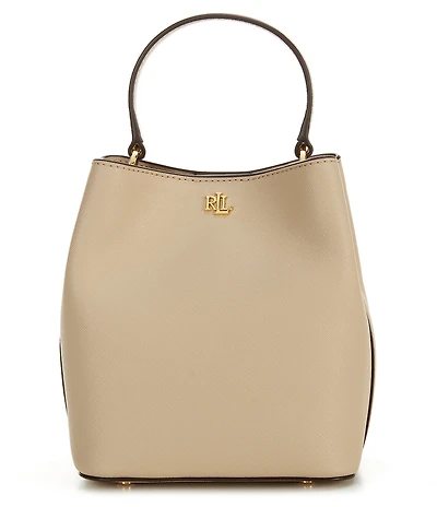 Lauren Ralph Lauren Reese Crosshatch Leather Small Bucket Bag