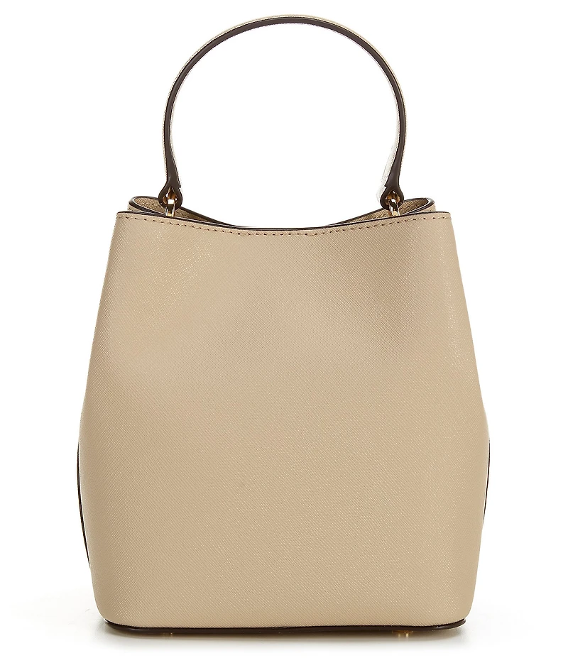 Lauren Ralph Lauren Reese Crosshatch Leather Small Bucket Bag
