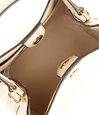 Lauren Ralph Lauren Reese Crosshatch Leather Small Bucket Bag