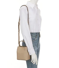 Lauren Ralph Lauren Reese Crosshatch Leather Small Bucket Bag